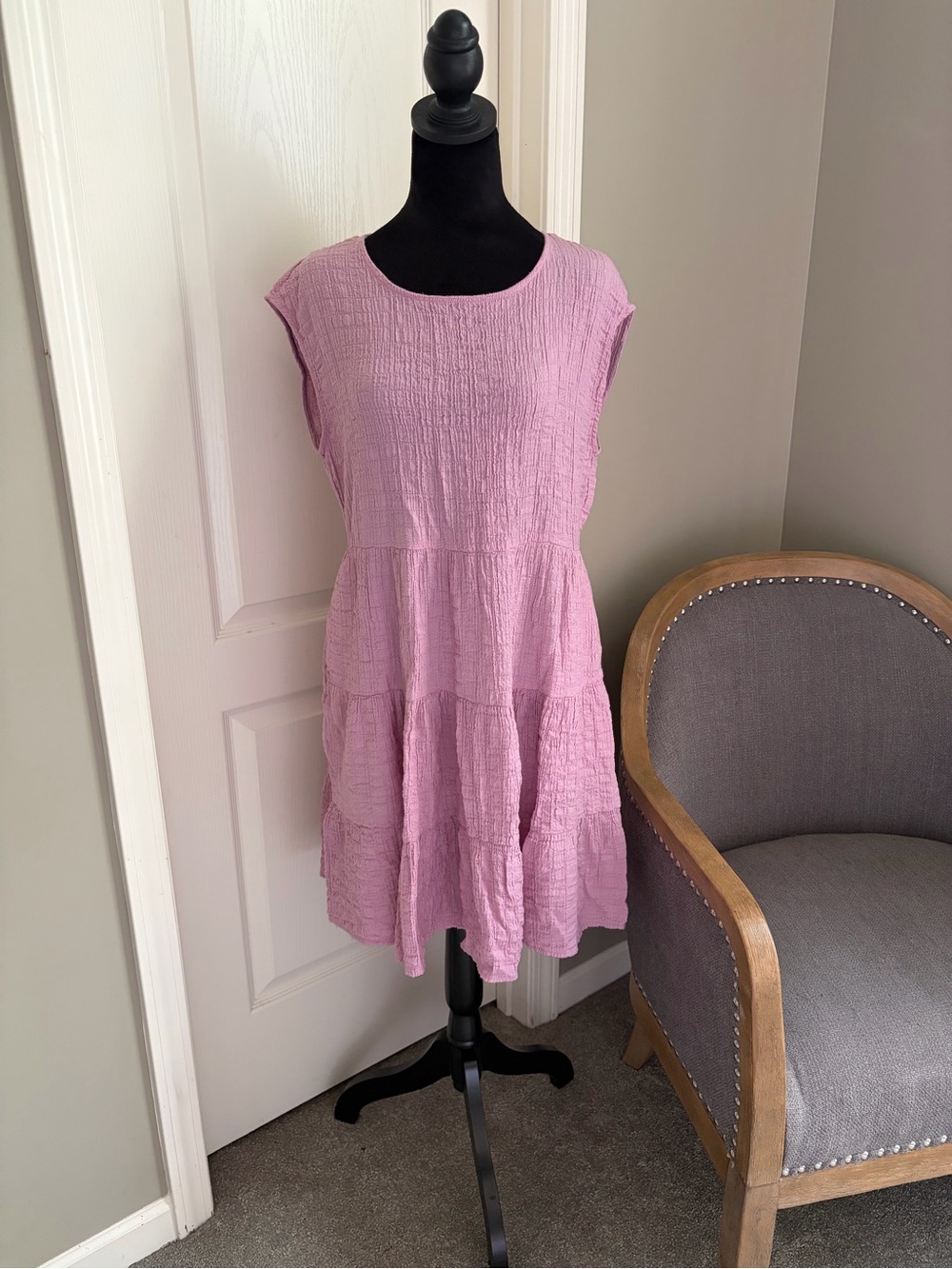 Knox Rose Soft Crinkle Dress in Light Lavender Pink